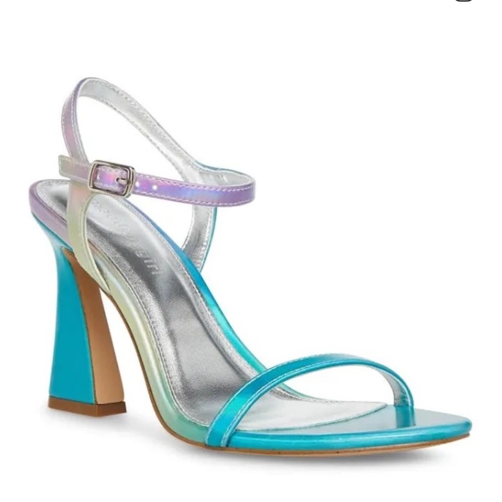 Madden Girl Meta Discco Iridescent Blue Heels